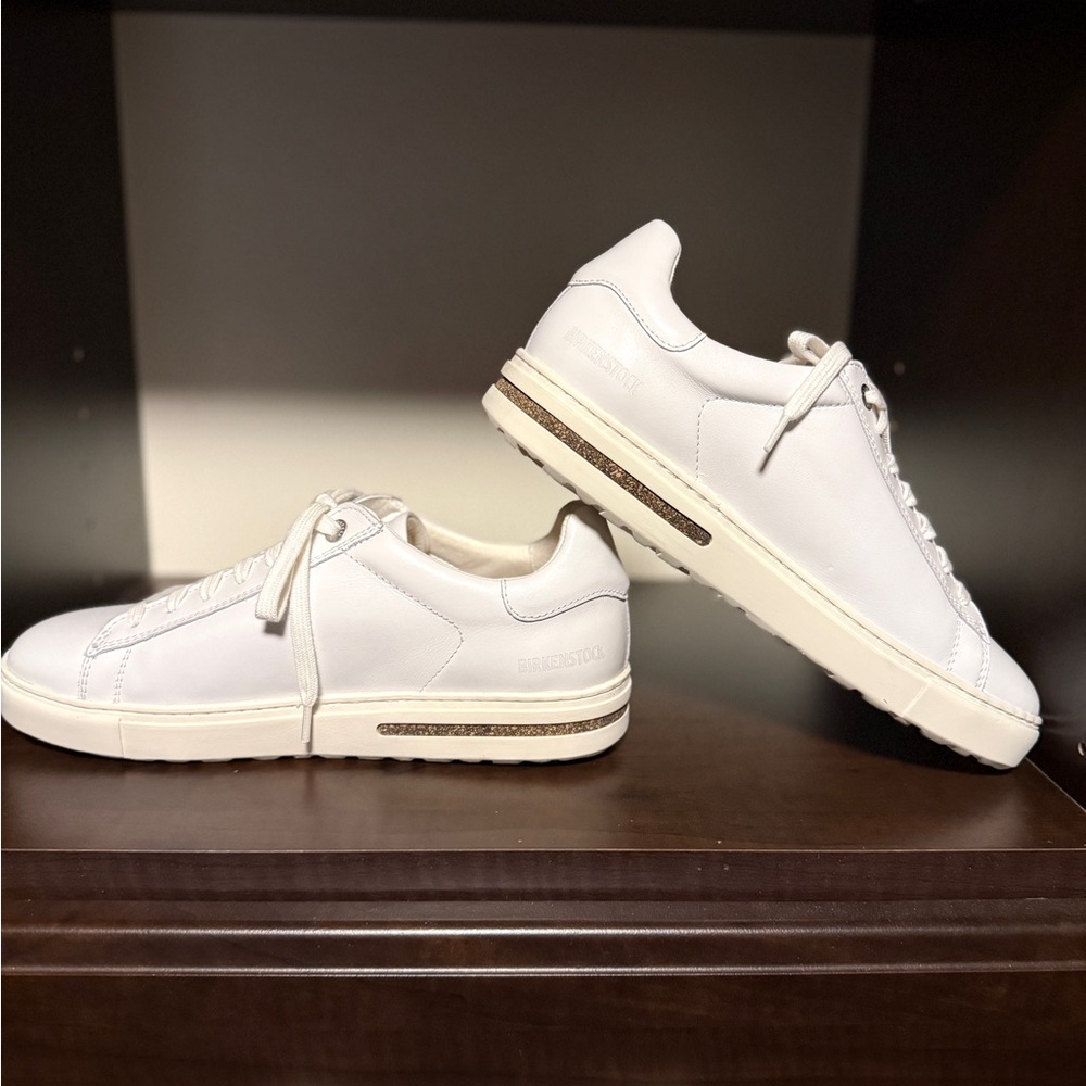 Birkenstocks Classic White Women's Sneakers with cork accented heel